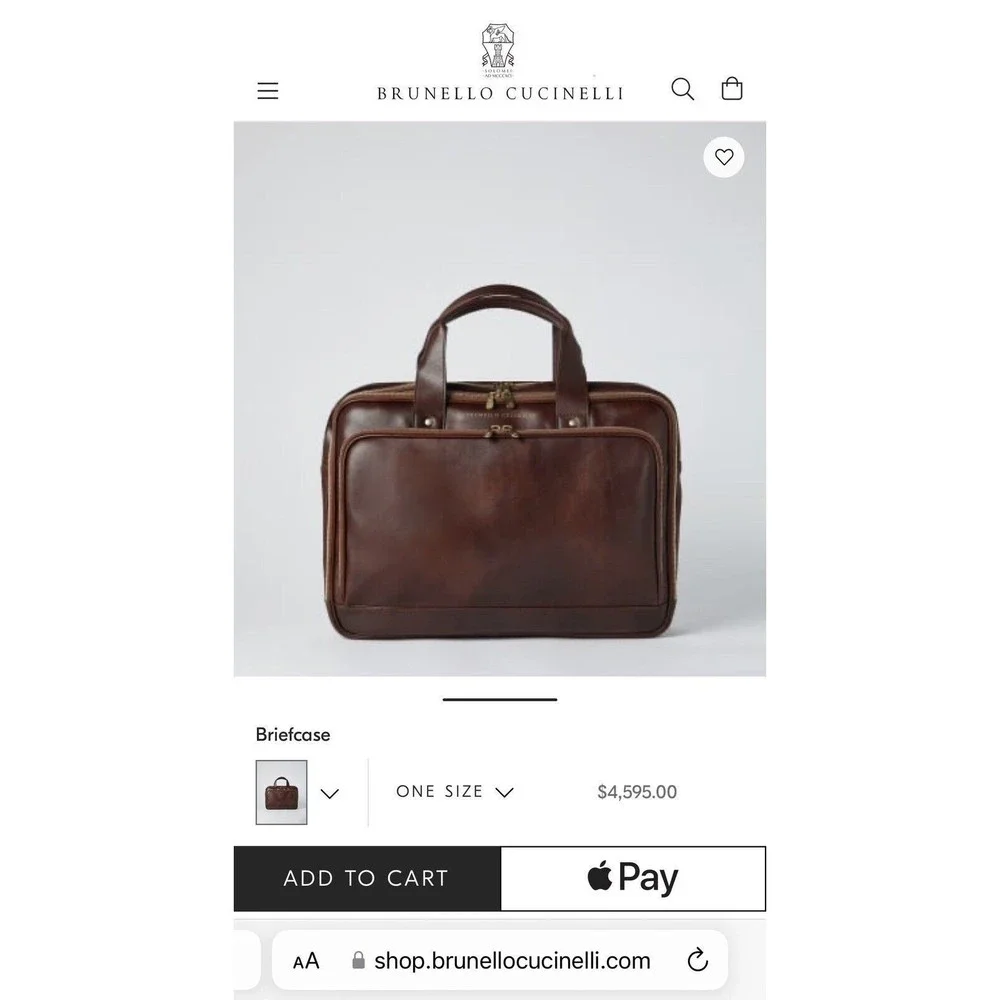 Brunello Cucinelli briefcase brown leather work bag Men's gift